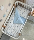 Set lenjerie de schimb pentru patut bebe 3 piese Stelute albastre (3)